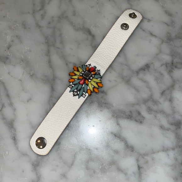 Bracelet Leather Jewels stones statement Snap Closure Bright Colorful Native - Picture 2 of 5